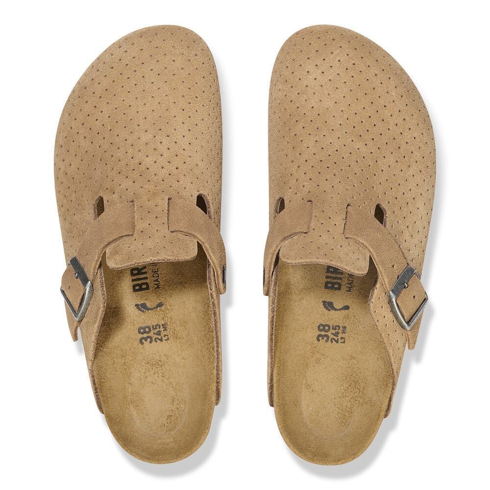 NEW Birkenstock Boston Emboss Dots New Beige Suede Clogs 42 Narrow Fit Comfort - Picture 10 of 16